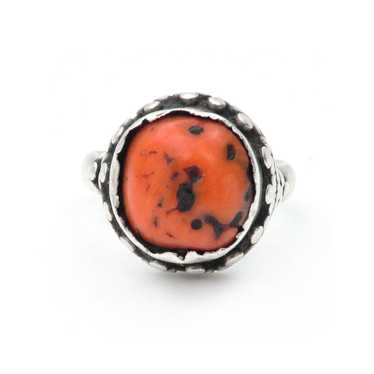 Tibetan Coral Ring - 9.5 - image 1