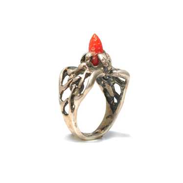 VTG 800 Italian deals Silver Modernist Brutalist Floral Dainty Coral Band Ring Sz 4.5