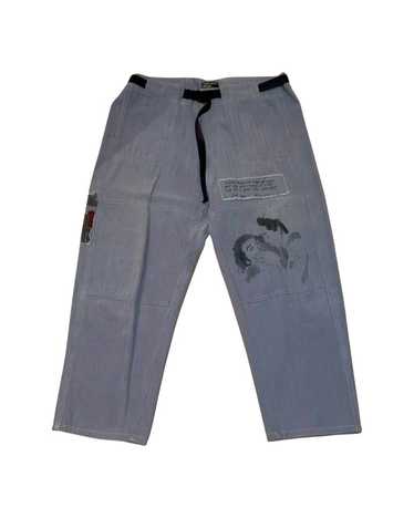 Patchwork herringbone cotton vintage wash pants