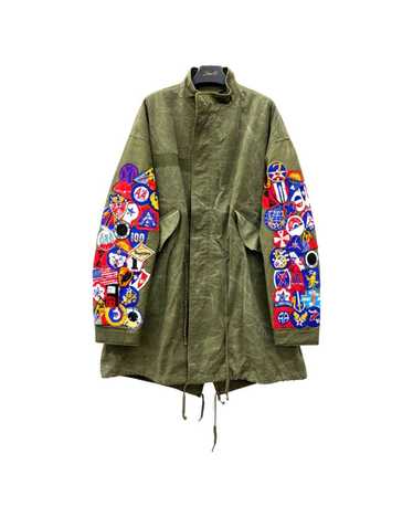 Patchwork fishtail parka jacket