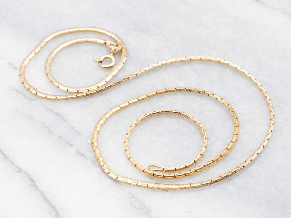 Yellow Gold Rounded Cobra Chain with Spring Ring … - image 2