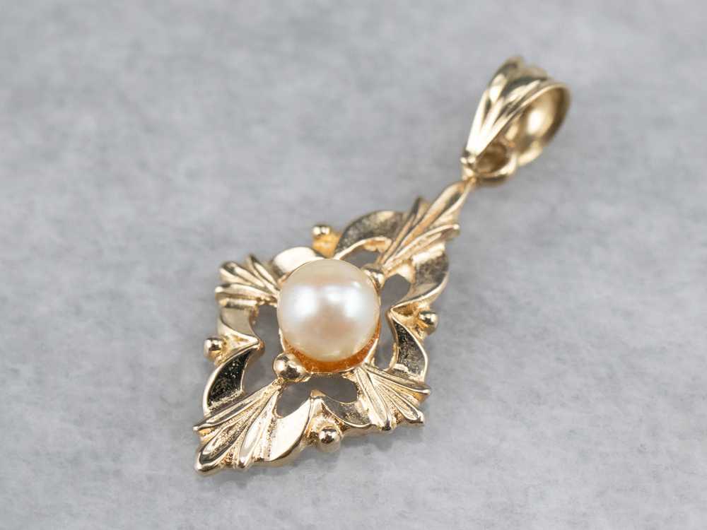 Vintage Botanical Pearl Pendant - image 1