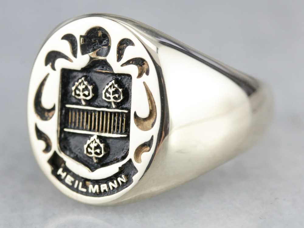 Vintage Heilmann Coat of Arms Signet Ring - image 2