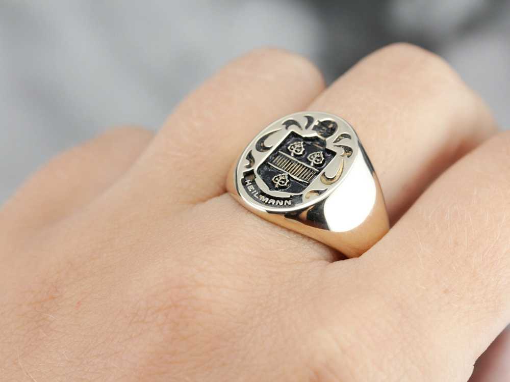 Vintage Heilmann Coat of Arms Signet Ring - image 5