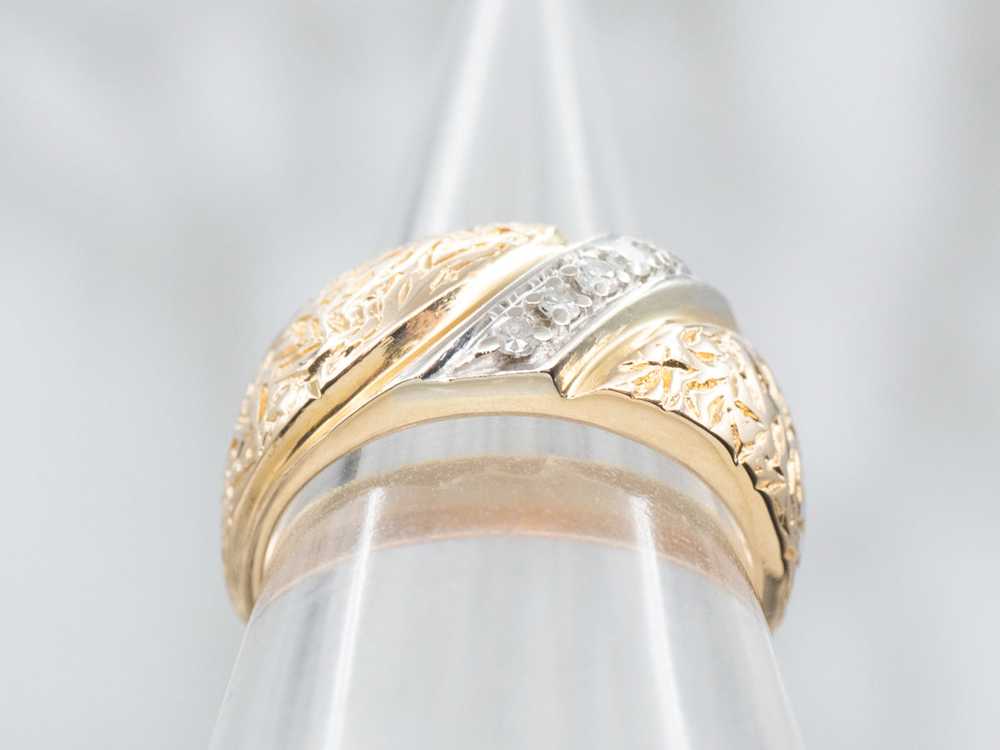 Two Tone Textured Diamond Band - image 3