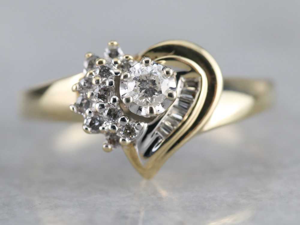 Diamond Heart Gold Anniversary Ring - image 1