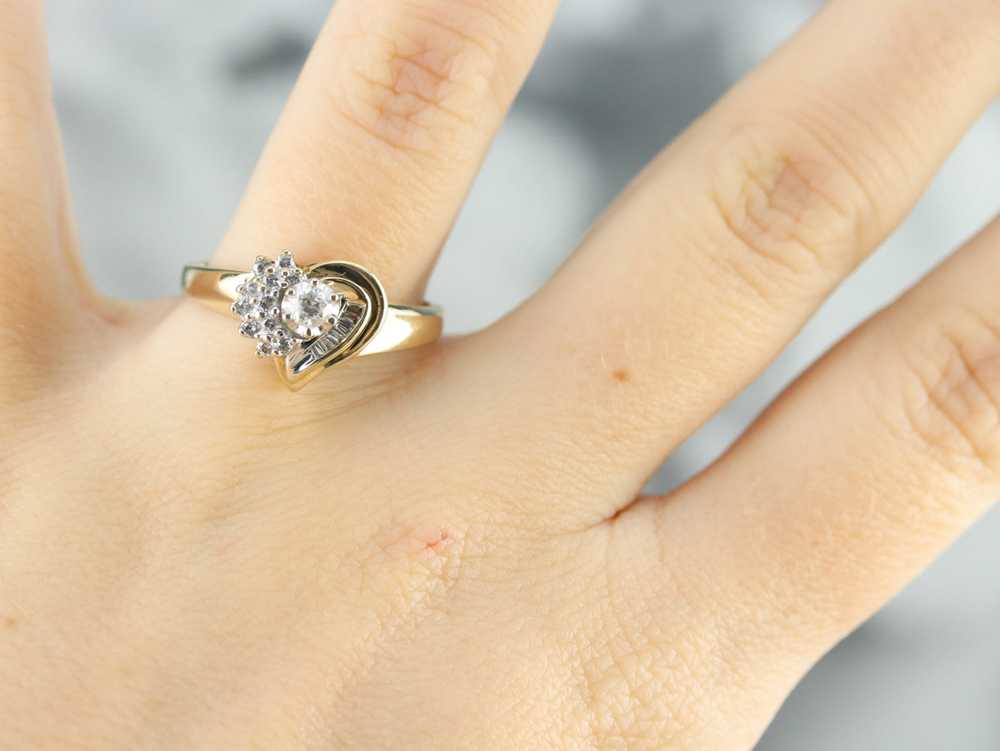 Diamond Heart Gold Anniversary Ring - image 4