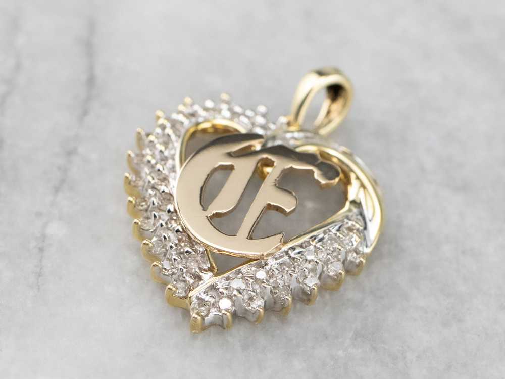 Diamond Heart Old English "C" Initial Pendant - image 1