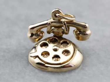 Vintage Gold Rotary Phone Charm - image 1