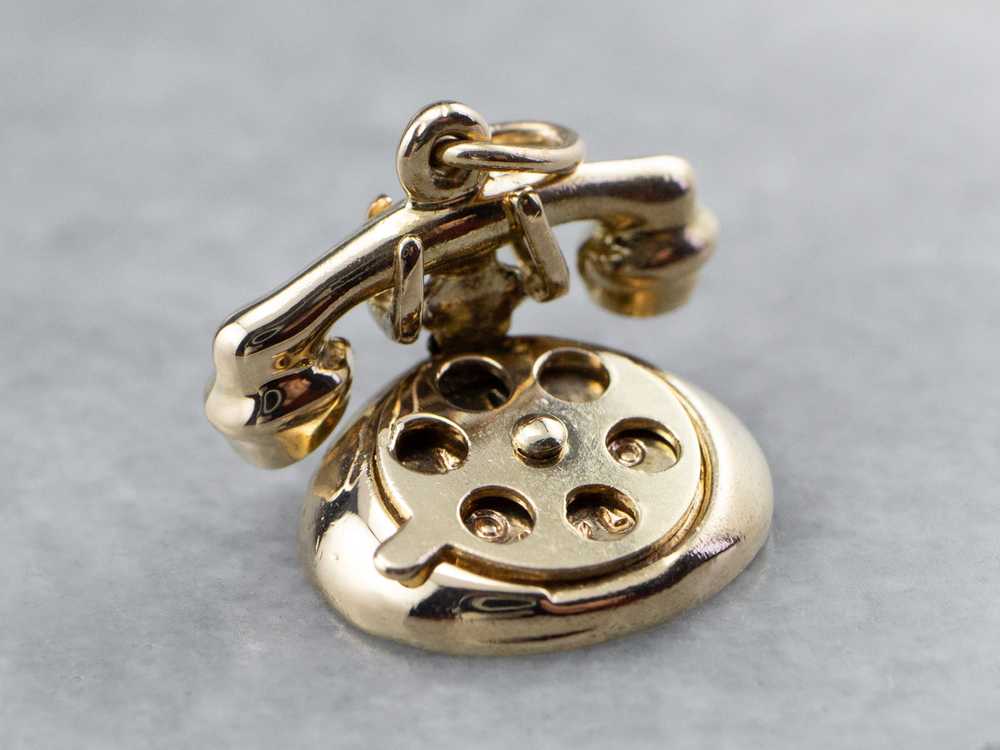 Vintage Gold Rotary Phone Charm - image 2