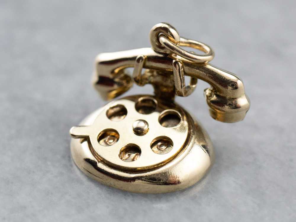 Vintage Gold Rotary Phone Charm - image 3