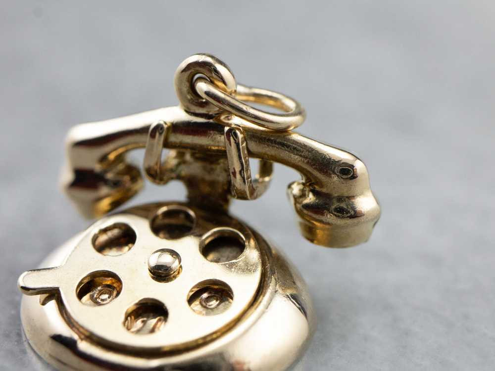 Vintage Gold Rotary Phone Charm - image 5