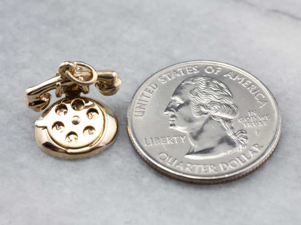 Vintage Gold Rotary Phone Charm - image 7