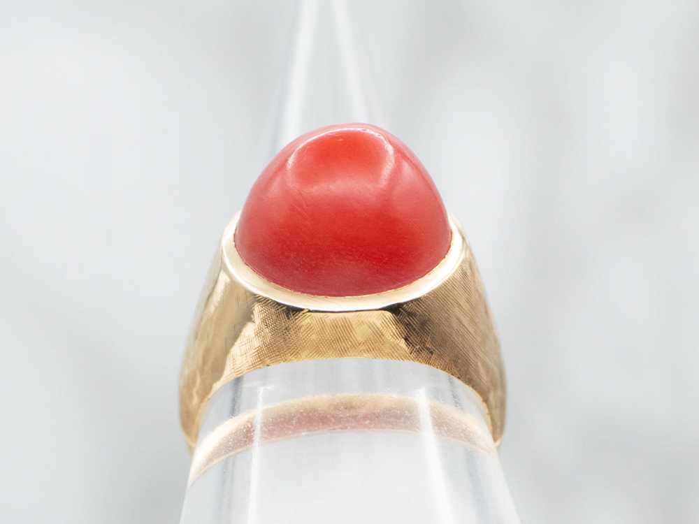 Domed Coral Solitaire Ring - image 3