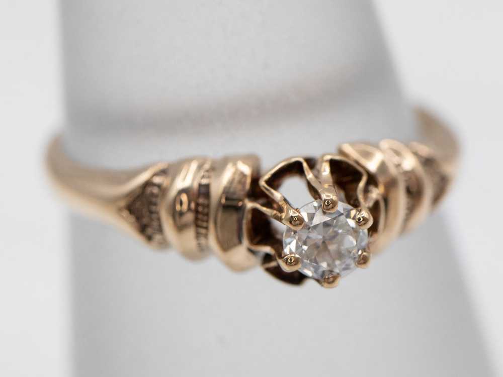 Antique Diamond Solitaire Engagement Ring - image 3