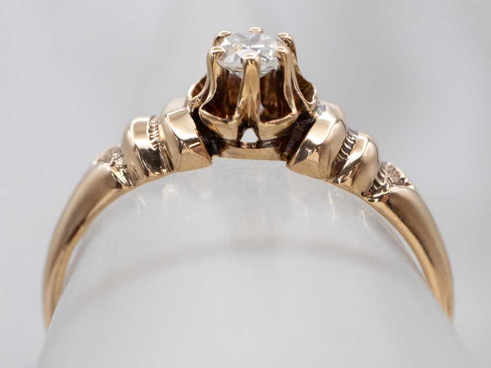 Antique Diamond Solitaire Engagement Ring - image 4