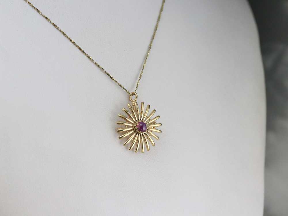 Pink Star Sapphire Sunburst Pin or Pendant - image 9