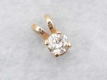 Yellow Gold Diamond Solitaire Pendant - image 1