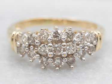 Vintage Yellow Gold Diamond Cluster Ring - image 1