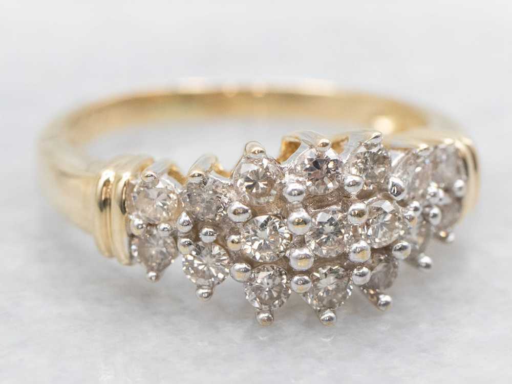 Vintage Yellow Gold Diamond Cluster Ring - image 2