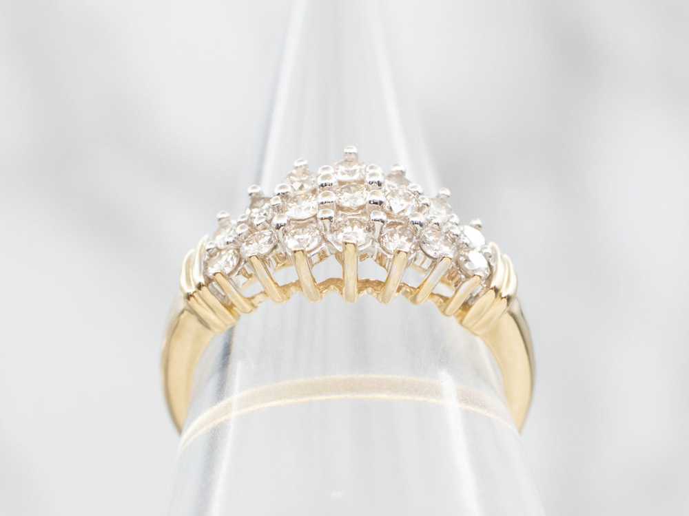 Vintage Yellow Gold Diamond Cluster Ring - image 3