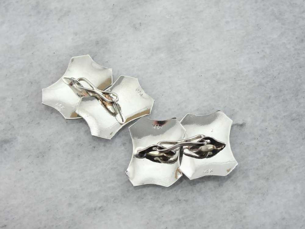 White Gold Engraved Cufflinks - image 4