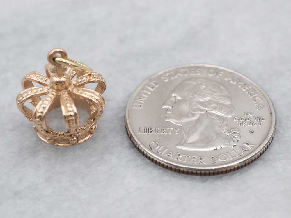 Ornate 14K Yellow Gold Crown Charm - image 7