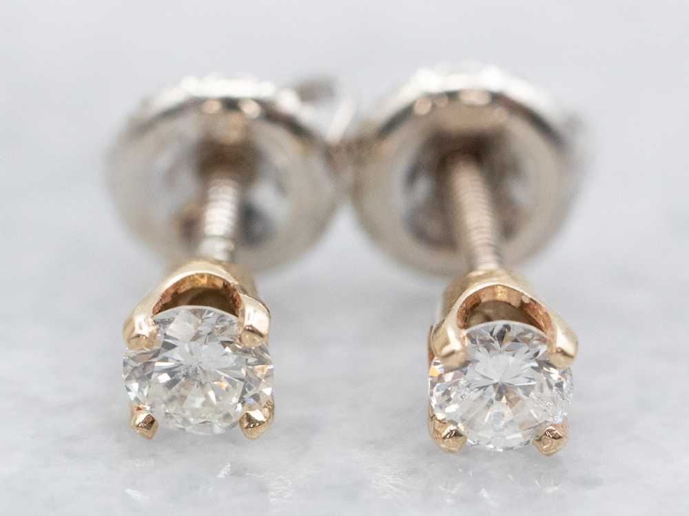 Two Tone Diamond Stud Earrings - image 1