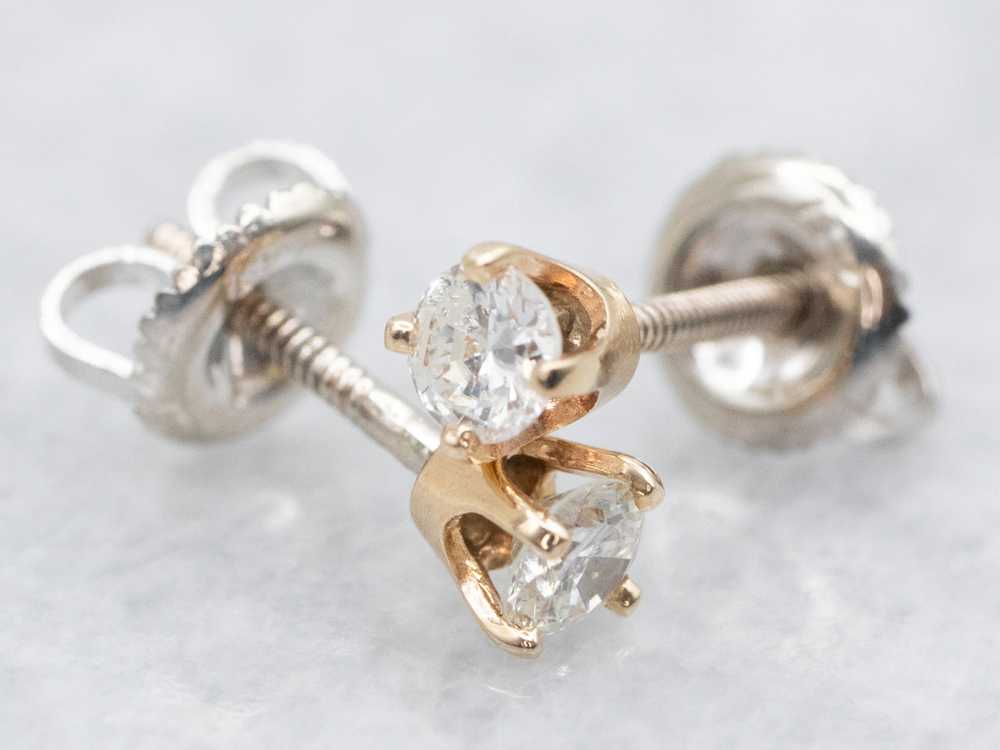 Two Tone Diamond Stud Earrings - image 2