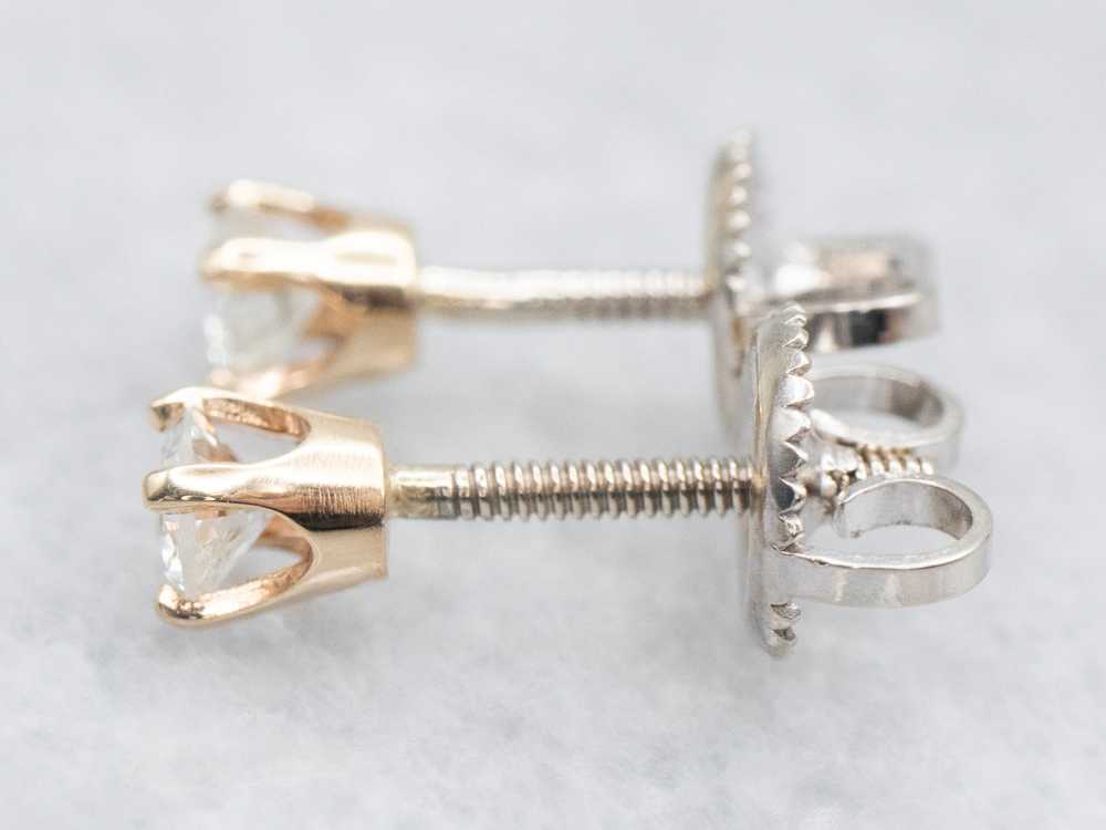 Two Tone Diamond Stud Earrings - image 3