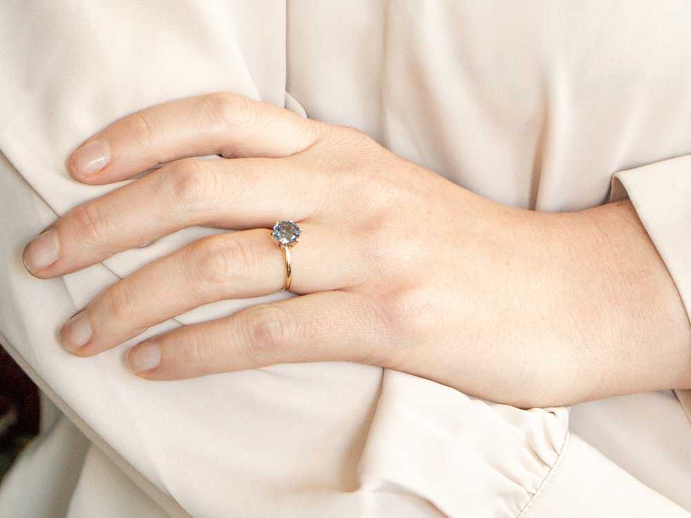 Simple Round-Cut Purple Spinel Ring - image 4