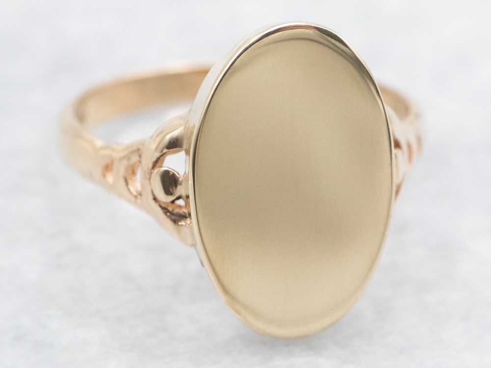 *RESERVED* Elongated Oval Signet Ring in Polished… - image 2