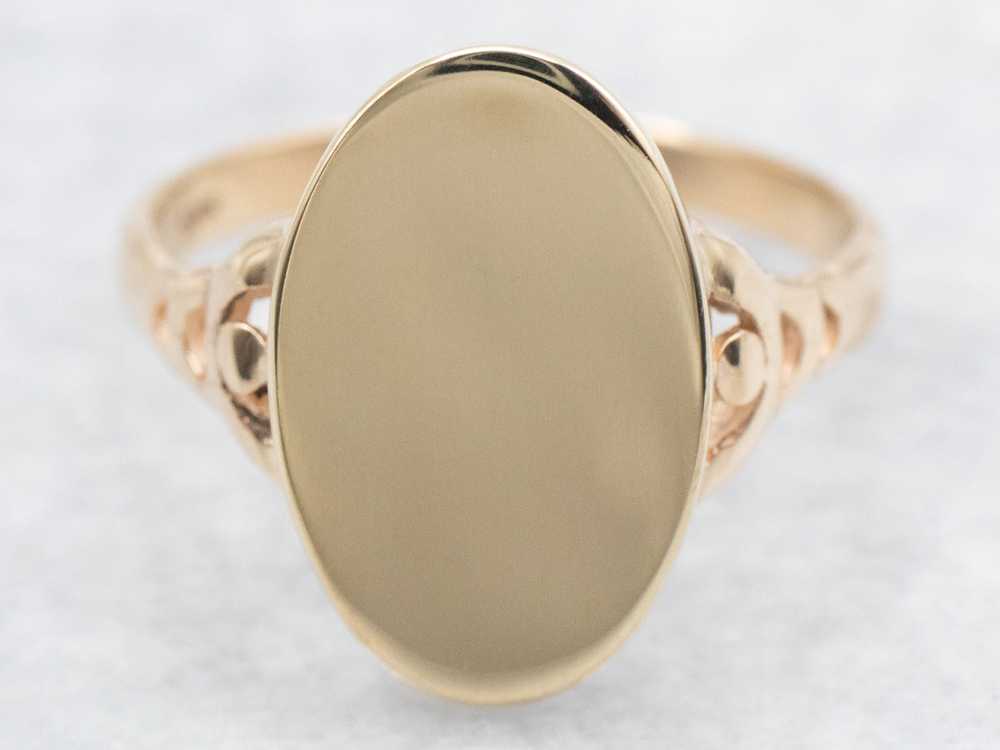 *RESERVED* Elongated Oval Signet Ring in Polished… - image 3