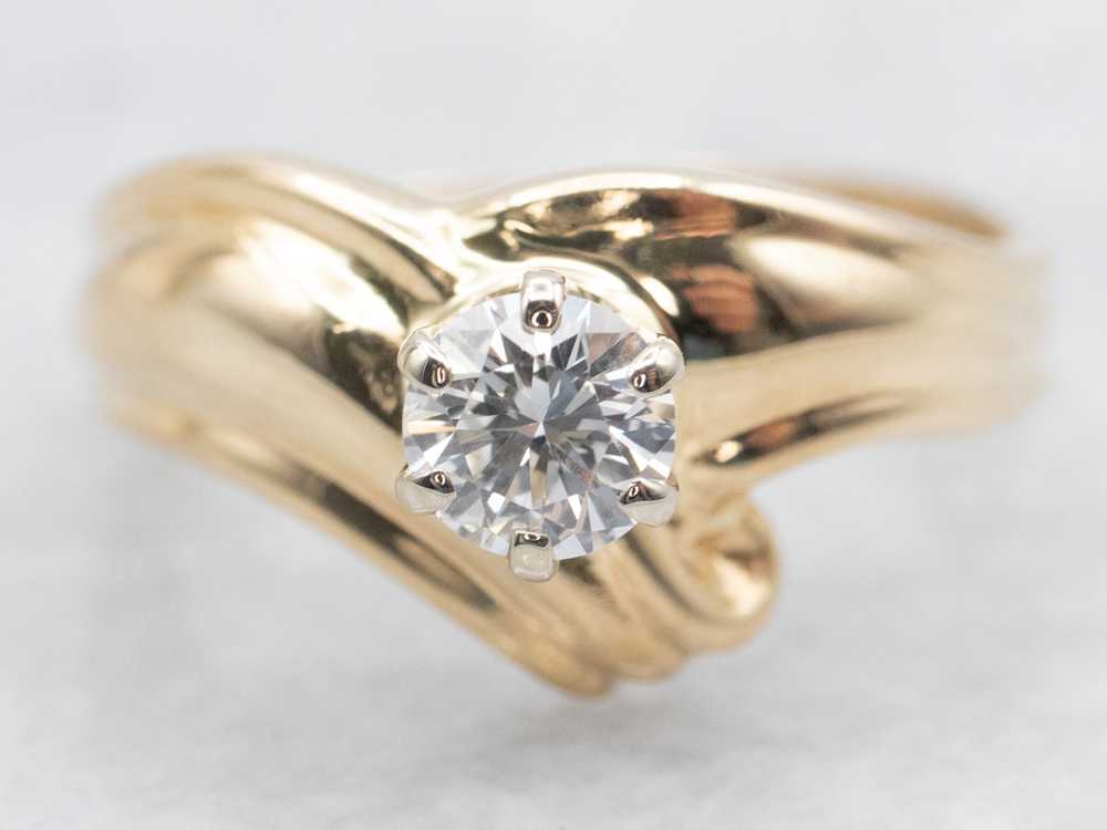 Modern Gold Diamond Solitaire Engagement Ring - image 1