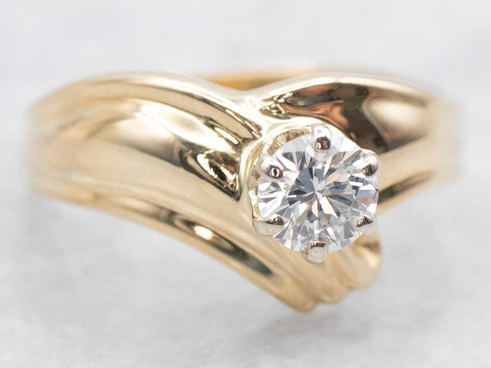 Modern Gold Diamond Solitaire Engagement Ring - image 2