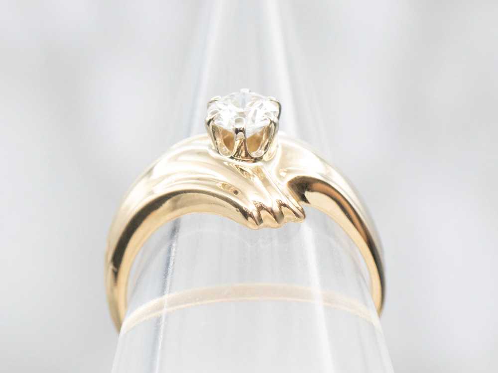 Modern Gold Diamond Solitaire Engagement Ring - image 3