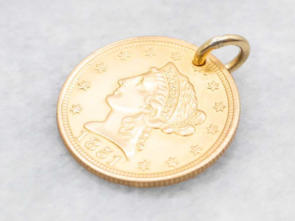 Gold "Mother" Engraved Coin Love Token Pendant - image 2