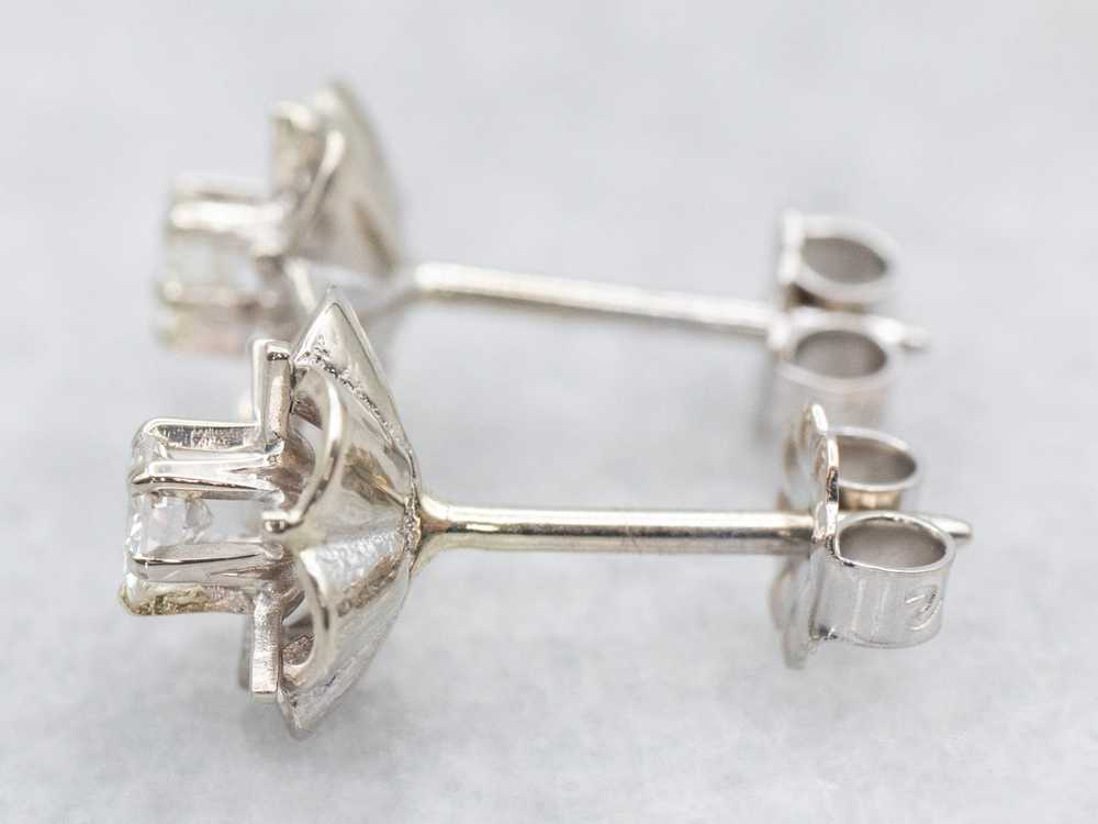 White Gold Buttercup Diamond Stud Earrings - image 2