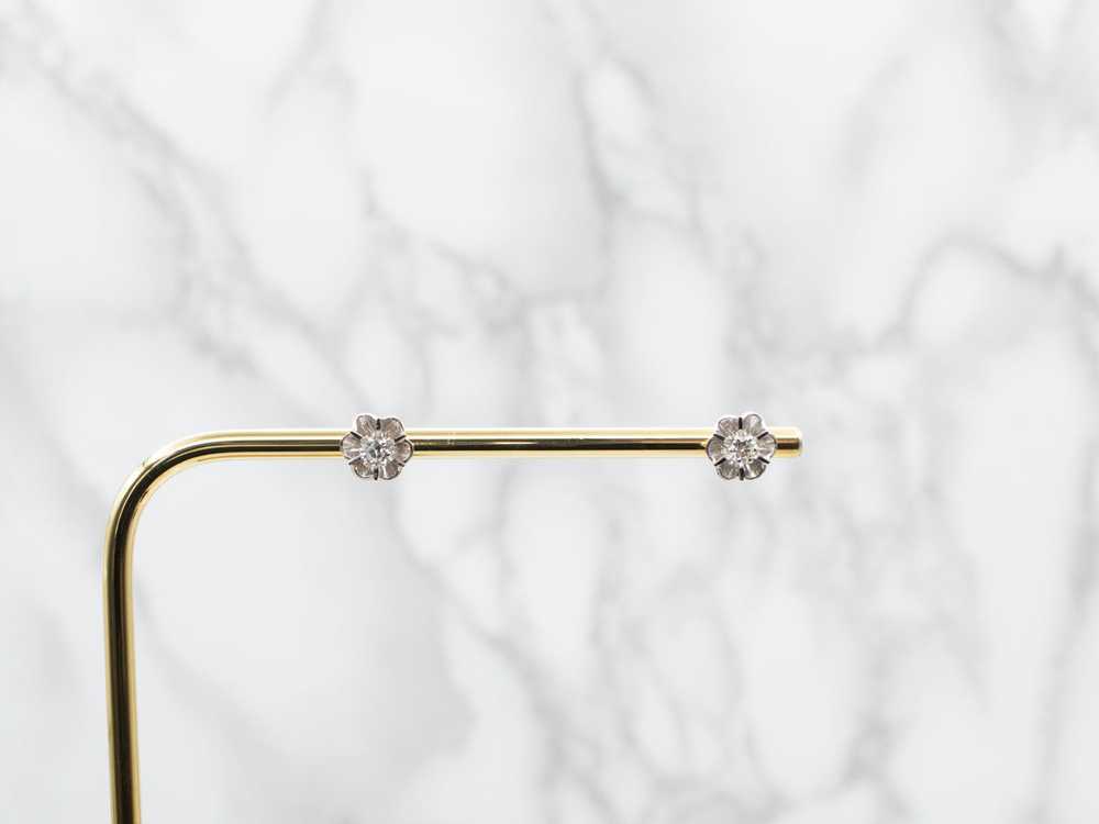 White Gold Buttercup Diamond Stud Earrings - image 4