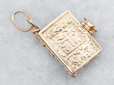 Vintage Gold The Lord's Prayer Bible Charm - image 1