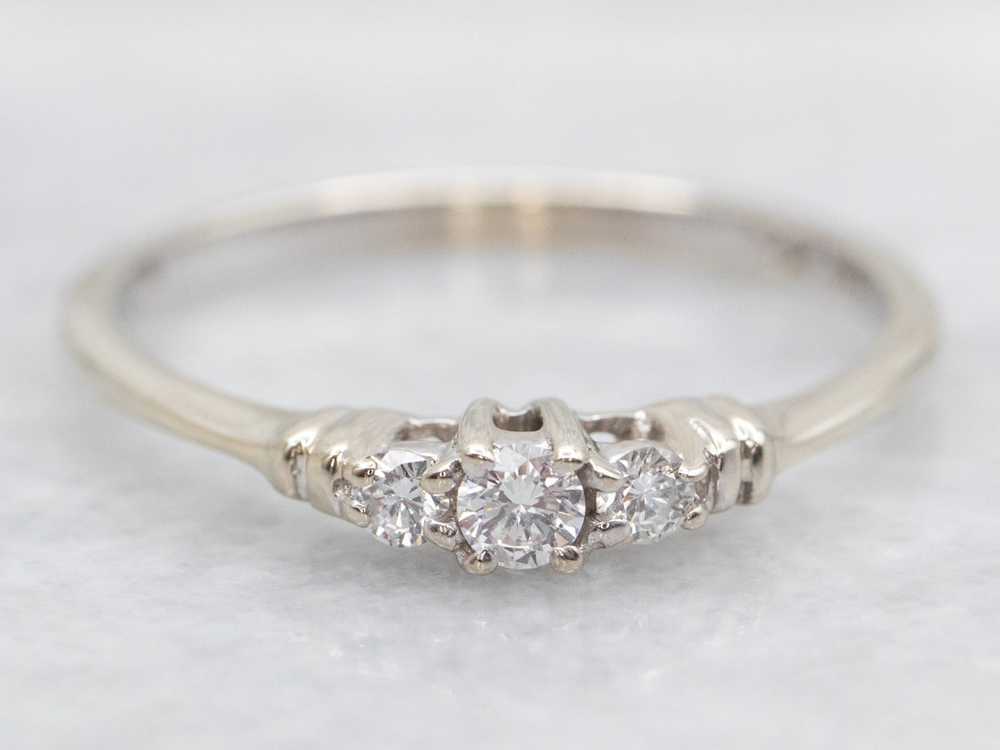 Small Three Stone Diamond Engagement Ring - image 1