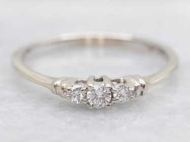 Small Three Stone Diamond Engagement Ring - image 1