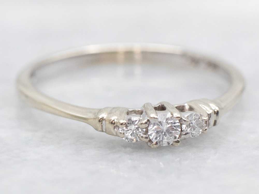 Small Three Stone Diamond Engagement Ring - image 2