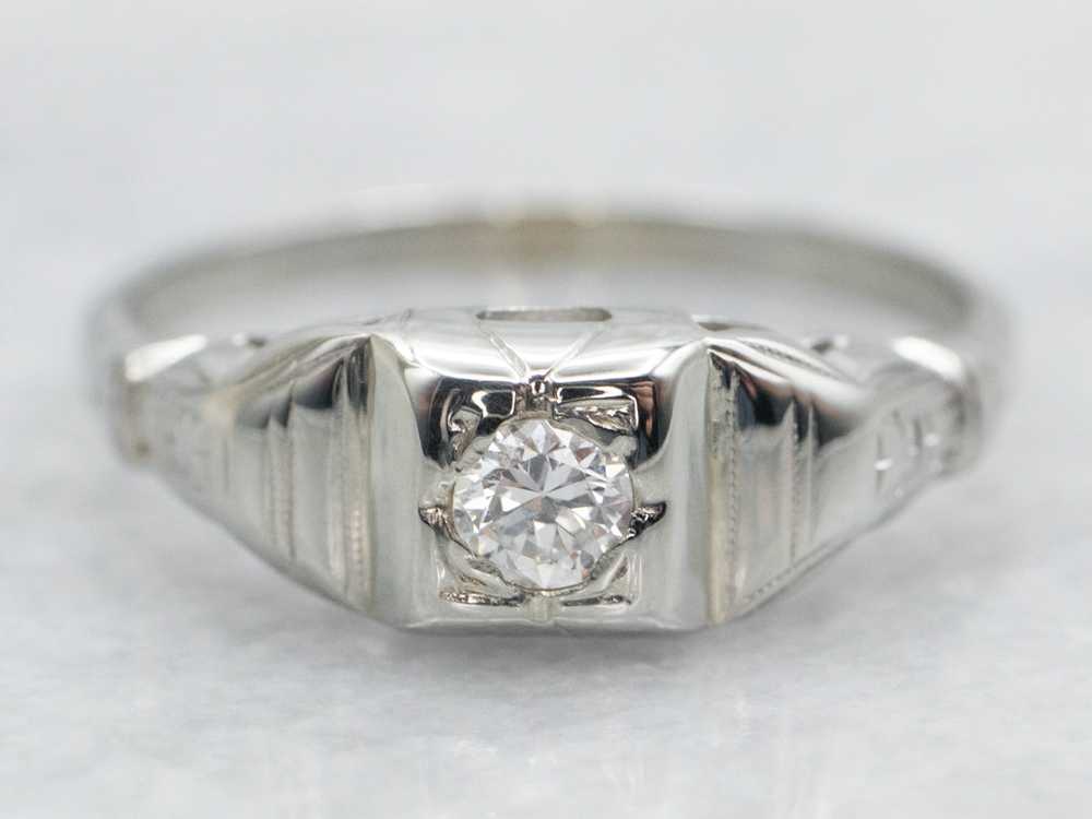 Late Deco Early Retro Diamond Engagement Ring - image 1