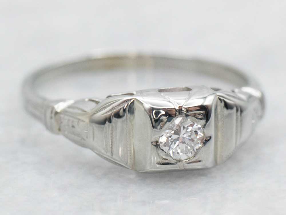 Late Deco Early Retro Diamond Engagement Ring - image 2