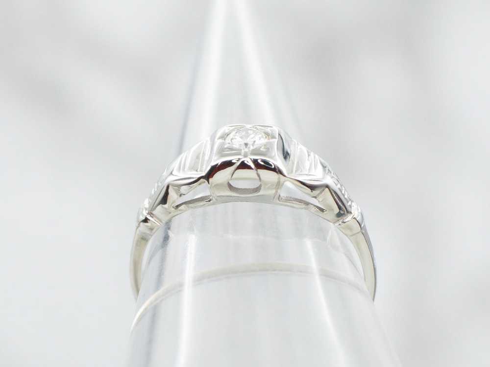 Late Deco Early Retro Diamond Engagement Ring - image 3