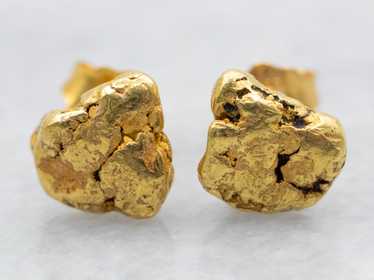 Gold Nugget Stud Earrings - image 1