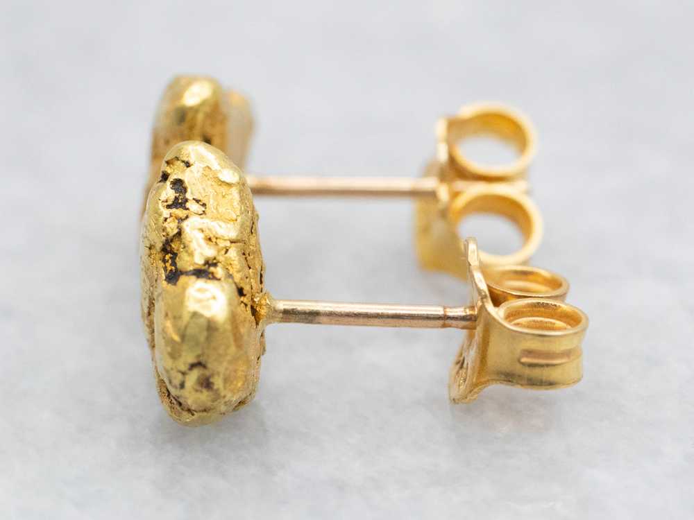 Gold Nugget Stud Earrings - image 3