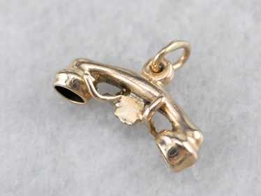 Vintage Phone Receiver Gold Charm - image 1