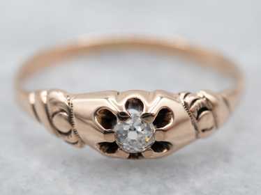 Victorian Old Mine Cut Diamond Buttercup Engageme… - image 1